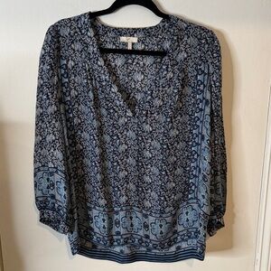 Joie Navy and Light Blue Floral Blouse